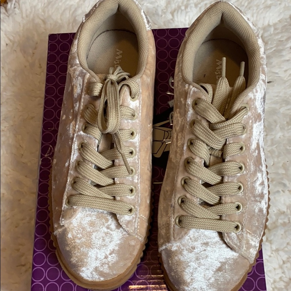 Beige suede sneakers